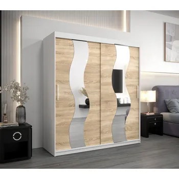 Šatní skříň Šatní skříň JESIKA - šířka 200 cm, bílá / dub sonoma