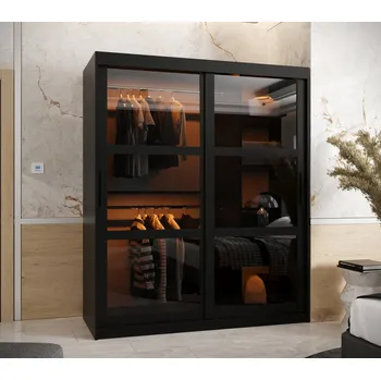 Šatní skříň Šatní skříň KATIE 3 - 150 cm, černá / černá