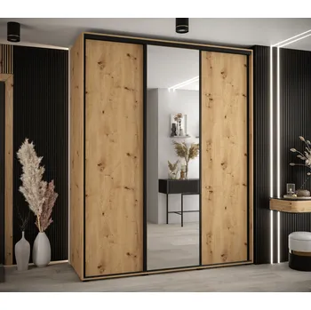 Šatní skříň Šatní skříň YVONA 3 - 200/60 cm, dub artisan / černá