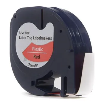 Pásek do tiskárny Ribbon JetWorld Replacement Dymo LetraTag Black on Red, 12mm x 4m (59424, 91203, 91333, 91223) (S0721580, S0721630)