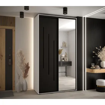 Šatní skříň Šatní skříň YVONA 9 - 140/45 cm, bílá / černá / černá