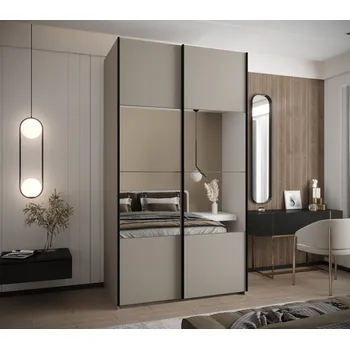 Šatní skříň Dvoudveřová skříň SAMARA 4 - 130 cm, kašmír / černá