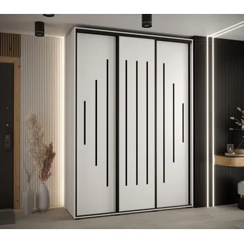 Šatní skříň Šatní skříň YVONA 12 - 180/45 cm, bílá / černá