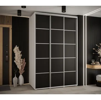 Šatní skříň Šatní skříň ASIRI 4 - 150/60 cm, bílá / černá / stříbrná