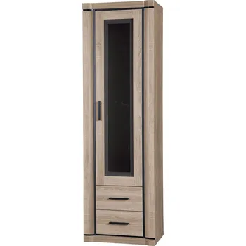 Policová skříň Vysoká vitrína ARIKA - 58 cm, dub sonoma