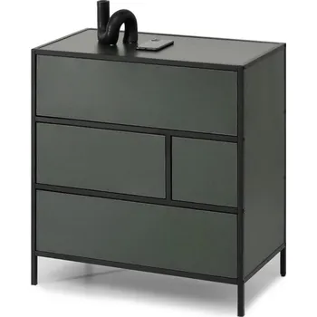 Komoda Úzká šuplíková komoda MAIRA - zelená / černá