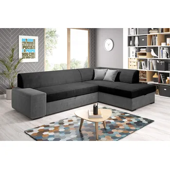 Sedací souprava Rohová sedací souprava VALTRUDA - černá 2 / popelavá, pravý roh