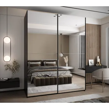 Šatní skříň Dvoudveřová skříň SAMARA 2 - 190 cm, černá / bílá / černá