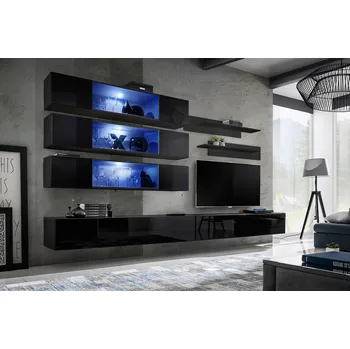 Obývací stěna Závěsná stěna do obývacího pokoje FREYA 3 - černá