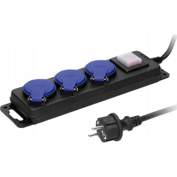 Napájecí kabel Prodlužovací Kabel do dílny, odolný proti stříkající vodě IP44, 5 m, 16 A, 3680 W, 3x1,5 mm, s lištou 3G