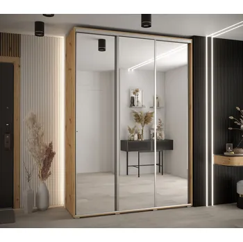 Šatní skříň Šatní skříň YVONA 2 - 170/45 cm, dub artisan / stříbrná