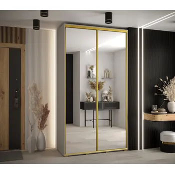 Šatní skříň Šatní skříň INDIRA 2 - 130/60 cm, kašmír / zlatá