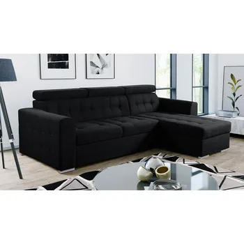 Sedací souprava Rozkládací sedačka s úložným prostorem GRANADA - černá, pravý roh