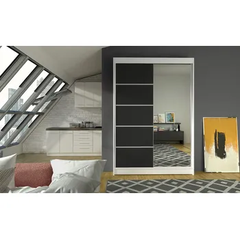 Šatní skříň Moderní šatní skříň LINH 3 - šířka 120 cm, bílá / černá