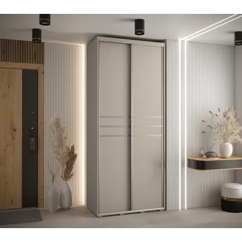 Šatní skříň Šatní skříň INDIRA 10 - 100/60 cm, kašmír / stříbrná