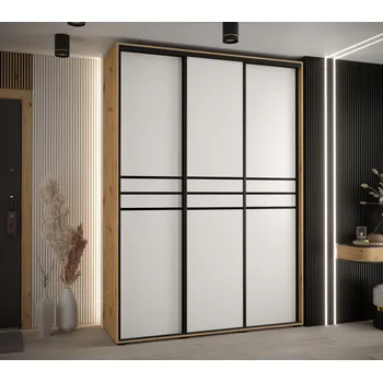 Šatní skříň Šatní skříň YVONA 10 - 170/45 cm, dub artisan / bílá / černá