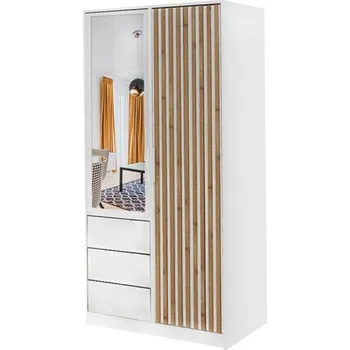 Šatní skříň Předsíňová skříň 100 AGNESA se zrcadlem - bílá