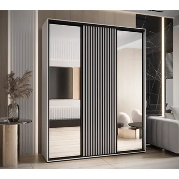 Šatní skříň Šatní skříň BAYLIN 2 - 190/60 cm, bílá / bílá / černá