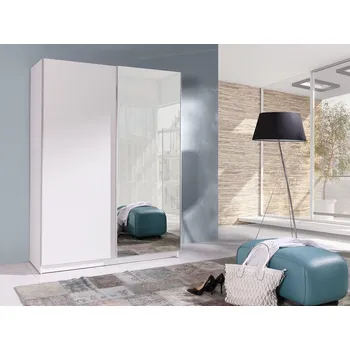 Šatní skříň Šatní skříň 150 cm se zrcadlem WADENA 2 - bílá