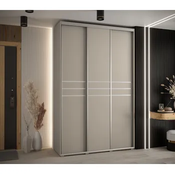 Šatní skříň Šatní skříň INDIRA 10 - 150/60 cm, kašmír / stříbrná