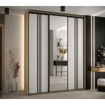 Šatní skříň Šatní skříň YVONA 7 - 190/45 cm, dub artisan / bílá / černá