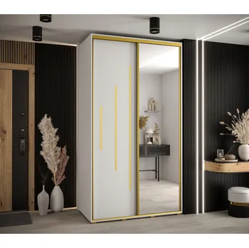 Šatní skříň Šatní skříň YVONA 13 - 130/60 cm, bílá / zlatá