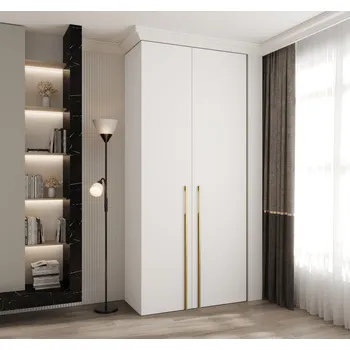 Šatní skříň Šatní skříň s policemi 110/40 LORENA 3 - bílá / zlatá