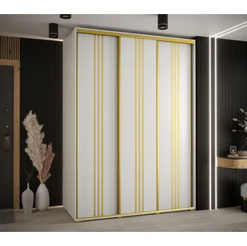 Šatní skříň Šatní skříň YVONA 6 - 170/60 cm, bílá / zlatá