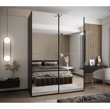 Šatní skříň Dvoudveřová skříň SAMARA 2 - 180 cm, černá / bílá / černá