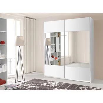 Šatní skříň Zrcadlová šatní skříň 175 cm HANCOCK 4 - bílá