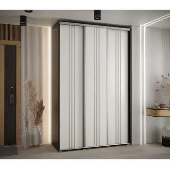 Šatní skříň Šatní skříň YVONA 6 - 160/45 cm, černá / bílá / stříbrná