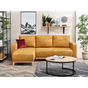 Sedací souprava Rohová sedací souprava DALENA - žlutá / dub