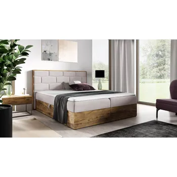 Postel Kontinentální postel 180x200 CHANTELLE 9 - dub wotan / béžová + topper ZDARMA