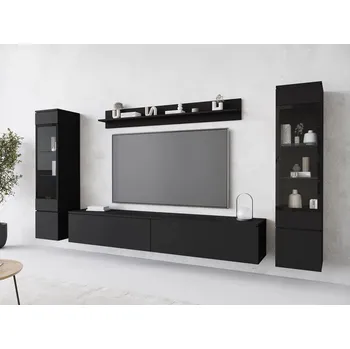 Obývací stěna Obývací stěna s LED osvětlením WANDA 2 - černá grafitová