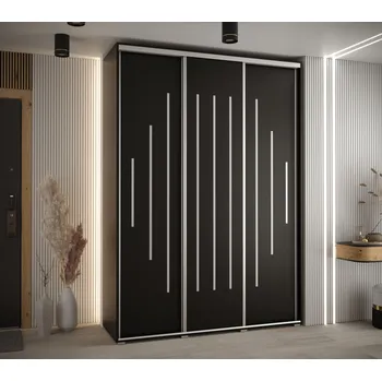 Šatní skříň Šatní skříň YVONA 12 - 180/45 cm, černá / stříbrná