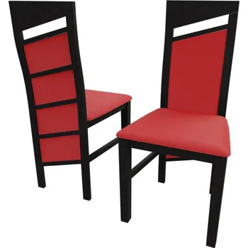 Jídelní židle Čalouněná kuchyňská židle MOVILE 36 - wenge / červená ekokůže