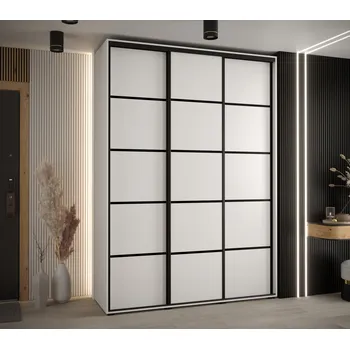 Šatní skříň Šatní skříň YVONA 4 - 170/45 cm, bílá / černá