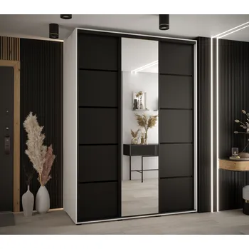 Šatní skříň Šatní skříň ASIRI 5 - 170/60 cm, bílá / černá / černá