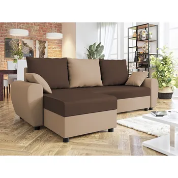 Sedací souprava Rohová sedačka na každodenní spaní KRAMFORS - béžová / hnědá