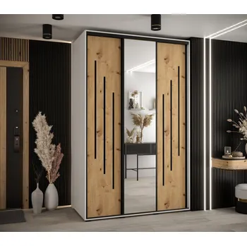 Šatní skříň Šatní skříň YVONA 9 - 160/60 cm, bílá / dub artisan / černá