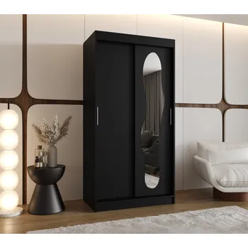 Šatní skříň Šatní skříň 100 cm BEYZA se zrcadlem - černá