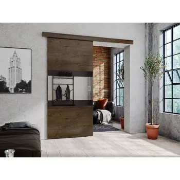 Interiérové dveře Posuvné interiérové dveře se zrcadlem OLIVERIO - 70 cm, jasan