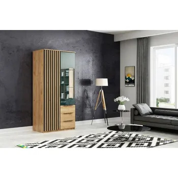 Šatní skříň Šatní skříň 100 ORYNA se zrcadlem - dub craft zlatý