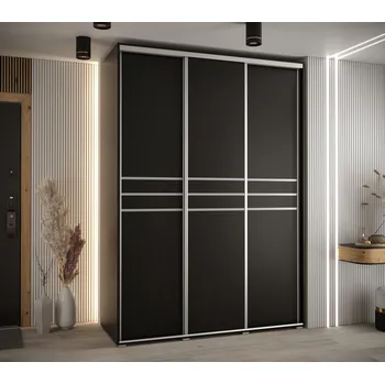 Šatní skříň Šatní skříň ASIRI 10 - 180/60 cm, černá / stříbrná