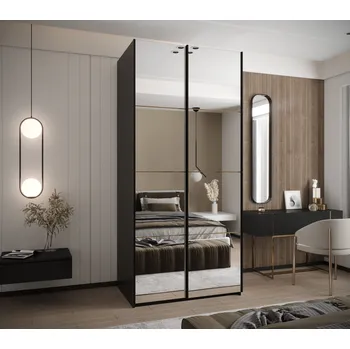 Šatní skříň Dvoudveřová skříň SAMARA 2 - 110 cm, černá / dub artisan / černá