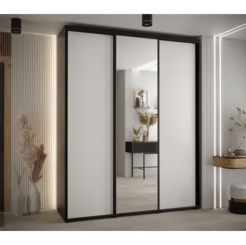 Šatní skříň Šatní skříň YVONA 3 - 200/45 cm, černá / bílá / černá