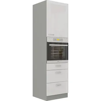 Kuchyňská skříňka Vysoká skříňka 60 cm na vestavnou troubu GENJI 1 - šedá / lesklá bílá