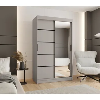 Šatní skříň Úzká šatní skříň 120 cm CASANDRA se zrcadlem - kašmír / černá