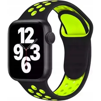 Řemínek na hodinky SPORTOVNÍ ŘEMÍNEK PRO APPLE WATCH 1 2 3 4 5 6 SE 42/44 MM ČERNO-ZELENÝ