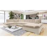 Rozkládací sedačka do U PHOENIX - béžová / krémová, pravý roh